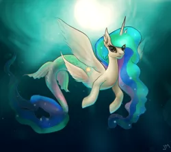 Size: 2006x1780 | Tagged: safe, artist:foxvanity, artist:kp-shadowsquirrel, derpibooru import, princess celestia, alicorn, hippocampus, merpony, pony, seapony (g4), bubble, crepuscular rays, cute, digital art, dorsal fin, ear fluff, ethereal mane, ethereal tail, eyelashes, feather, female, fin, fin wings, fins, fish tail, flowing mane, flowing tail, high res, horn, image, looking at you, mare, ocean, pink eyes, png, sealestia, seaponified, seapony celestia, signature, smiling, smiling at you, solo, species swap, spread wings, sunlight, swimming, tail, underwater, water, wings