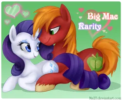 Size: 1232x1008 | Tagged: safe, artist:mn27, derpibooru import, big macintosh, rarity, earth pony, pony, unicorn, female, gradient background, male, mare, prone, rarimac, shipping, stallion, straight