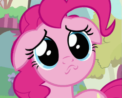 Size: 505x405 | Tagged: safe, derpibooru import, screencap, pinkie pie, earth pony, pony, a friend in deed, animated, cute, diapinkes, eye shimmer, female, floppy ears, gif, mare, puppy dog eyes, sad, sadorable, solo