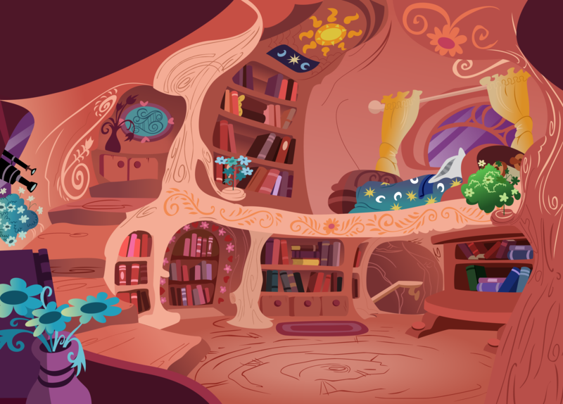 Size: 10000x7170 | Tagged: absurd resolution, artist:daringdashie, background, bed, bedroom, book, bookshelf, derpibooru import, golden oaks library, library, no pony, safe