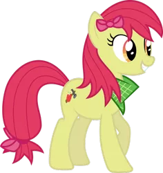 Size: 900x955 | Tagged: safe, artist:kraysee, derpibooru import, apple bloom, earth pony, pony, adult, bandana, bow, female, mare, older, older apple bloom, raised hoof, simple background, smiling, solo, tail bow, transparent background, vector