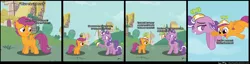 Size: 2880x740 | Tagged: dead source, safe, artist:ivanpqwerty, derpibooru import, scootaloo, screwball, earth pony, pegasus, pony, comic, duo, duo female, female, filly, flying, hat, heartwarming, lidded eyes, mare, propeller hat, sad, scootaloo can't fly, scootalove, uplifting