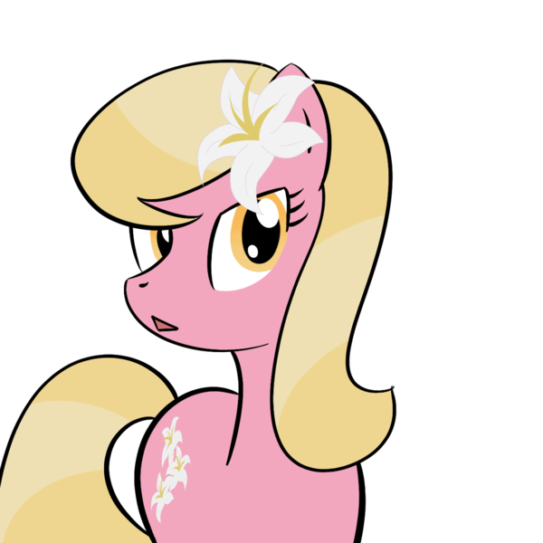 Size: 1200x1200 | Tagged: safe, artist:why485, derpibooru import, lily, lily valley, earth pony, pony, female, mare, simple background, skeptical, solo, transparent background