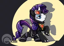 Size: 1000x717 | Tagged: safe, artist:alienfirst, derpibooru import, rarity, pony, unicorn, batman, catwoman, clothes, cosplay, costume, crossover, dc comics, female, fire ruby, mare, raised hoof, solo, spotlight