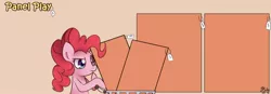 Size: 1400x489 | Tagged: safe, artist:solar-slash, derpibooru import, pinkie pie, earth pony, pony, comic, female, mare, panel play, price tag, shopping cart, solo