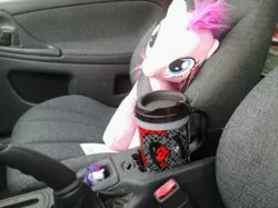 Size: 490x367 | Tagged: safe, derpibooru import, pinkie pie, rarity, earth pony, pony, unicorn, car, female, hasbro, irl, mare, photo, plushie, toy