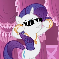 Size: 623x617 | Tagged: safe, artist:ilovemyipod098, derpibooru import, rarity, pony, unicorn, female, mare, pimp, solo, sunglasses, swag