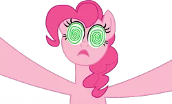 Size: 937x570 | Tagged: dead source, safe, artist:miketheuser, derpibooru import, pinkie pie, earth pony, pony, evil enchantress, evil eyes, female, hypnosis, mare, photoshop, simple background, solo, swirly eyes, transparent background