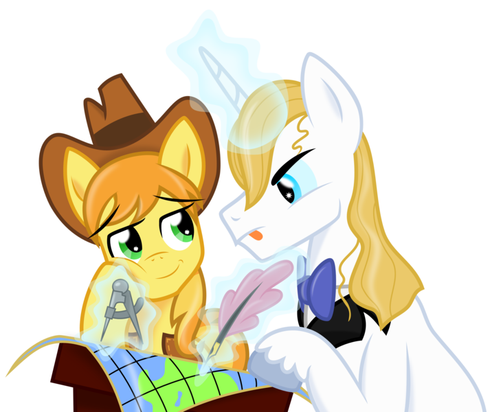 Size: 4000x3350 | Tagged: dead source, safe, artist:catnipfairy, derpibooru import, braeburn, prince blueblood, earth pony, pony, unicorn, blueburn, concentrating, crack shipping, gay, male, map, shipping, simple background, stallion, tongue out, transparent background, vector