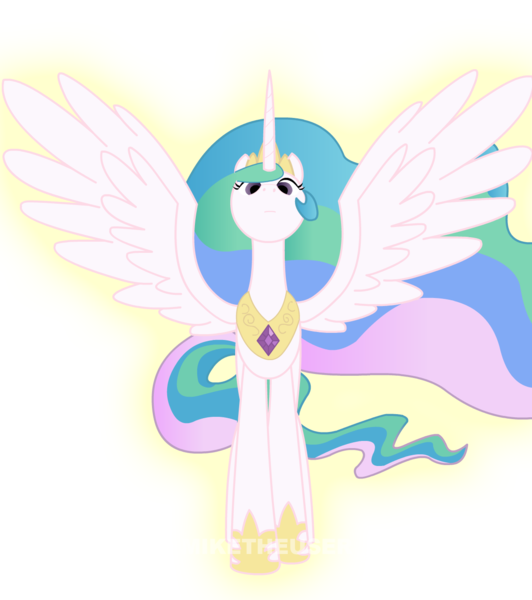 Size: 1190x1343 | Tagged: dead source, safe, artist:miketheuser, derpibooru import, princess celestia, alicorn, pony, female, mare, photoshop, serious face, simple background, solo, transparent background