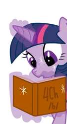 Size: 700x1300 | Tagged: dead source, safe, artist:miketheuser, derpibooru import, twilight sparkle, pony, unicorn, 4chan, book, female, magic, mare, photoshop, reading, simple background, solo, this will end in tears, transparent background