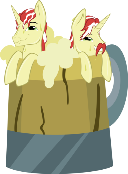 Size: 2332x3156 | Tagged: safe, artist:catnipfairy, derpibooru import, flam, flim, pony, unicorn, cider, duo, duo male, grin, high res, male, simple background, smiling, stallion, transparent background, vector, wet mane