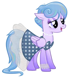 Size: 722x803 | Tagged: dead source, safe, artist:catwhitney, derpibooru import, oc, oc:sleepy skies, unofficial characters only, pegasus, pony, clothes, dress, female, floppy ears, jewelry, mare, necklace, pearl necklace, simple background, solo, transparent background