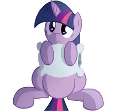 Size: 4063x3695 | Tagged: dead source, safe, artist:miketheuser, derpibooru import, twilight sparkle, pony, unicorn, belly, cute, female, frown, looking up, mare, pillow, simple background, sitting, solo, transparent background, unicorn twilight