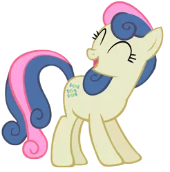 Size: 3000x3047 | Tagged: safe, artist:shelmo69, derpibooru import, bon bon, sweetie drops, earth pony, pony, adorabon, cute, eyes closed, female, happy, high res, mare, open mouth, photoshop, simple background, smiling, solo, standing, transparent background