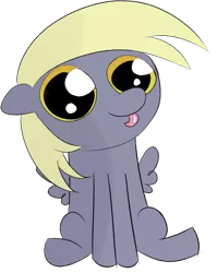 Size: 602x758 | Tagged: safe, artist:miketheuser, derpibooru import, derpy hooves, pegasus, pony, female, filly, foal, simple background, sitting, solo, tongue out, transparent background