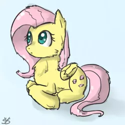 Size: 900x900 | Tagged: safe, artist:speccysy, derpibooru import, fluttershy, pegasus, pony, cheek fluff, chest fluff, female, fluffy, mare, prone, simple background, solo