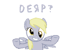 Size: 900x640 | Tagged: safe, artist:workingorder, derpibooru import, derpy hooves, pegasus, pony, animated, female, gif, homestuck, homestuck reference, mare, meme, simple background, smiling, solo, text, transparent background, what now