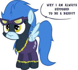 Size: 2000x1811 | Tagged: safe, artist:miketheuser, derpibooru import, nightshade, pegasus, pony, clothes, costume, dialogue, female, filly, shadowbolts, shadowbolts costume, simple background, solo, speech bubble, transparent background, younger