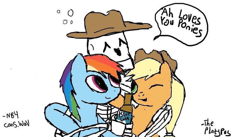 Size: 1152x648 | Tagged: safe, derpibooru import, applejack, rainbow dash, earth pony, pegasus, pony, female, hug, mare, simple background, skeleton, the man they call ghost, true capitalist radio, white background