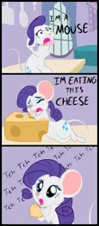 Size: 562x1280 | Tagged: adorawat, artist:furseiseki, cheese, comic, cute, derpibooru import, eating, female, hnnng, marshmelodrama, mouse, mousified, raribetes, rarimouse, rarity, rodent, safe, species swap, tch, the worst possible thing, transformation, wat