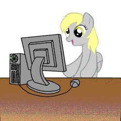 Size: 400x400 | Tagged: safe, artist:speccysy, derpibooru import, derpy hooves, pegasus, pony, animated, computer, derpy hooves tech support, female, gif, i'm out, mare, reaction image, simple background, solo, that's enough internet for today, white background