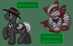 Size: 583x370 | Tagged: safe, artist:melle-d, derpibooru import, ponified, pegasus, pony, daniel, duo, duo male, fallout, fallout: new vegas, joshua graham, male, simple background, stallion