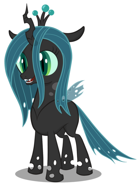 Size: 761x1000 | Tagged: safe, artist:manateemckenzie, derpibooru import, queen chrysalis, changeling, changeling queen, nymph, cute, cutealis, fangs, female, floppy ears, image, open mouth, png, simple background, smiling, solo, transparent background, younger