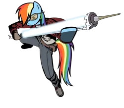 Size: 1280x1114 | Tagged: anthro, arm hooves, artist:misterbrony, crossover, derpibooru import, no more heroes, rainbow dash, safe, solo, travis touchdown
