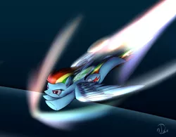 Size: 2305x1800 | Tagged: safe, artist:n1de, derpibooru import, rainbow dash, pegasus, pony, contrail, diving, female, flying, mare, shock wave, solo