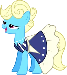 Size: 2447x2720 | Tagged: safe, artist:kishmond, derpibooru import, eclair créme, jangles, earth pony, pony, classy, clothes, dress, female, high res, lidded eyes, mare, simple background, solo, transparent background, vector