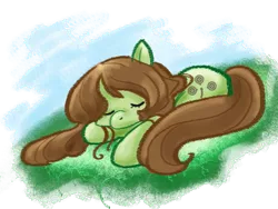Size: 800x600 | Tagged: safe, artist:cloverminto, derpibooru import, oc, unofficial characters only, earth pony, pony, female, mare, prone, sleeping, solo