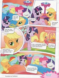 Size: 900x1180 | Tagged: safe, derpibooru import, official, applejack, fluttershy, pinkie pie, rainbow dash, rarity, twilight sparkle, earth pony, pegasus, pony, unicorn, comic, female, fireplace, german comic, mare, sleeping, the star of winterdreams, translation