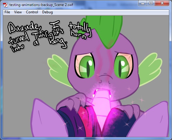 Size: 570x462 | Tagged: questionable, artist:buttercupsaiyan, deleted from derpibooru, derpibooru import, spike, twilight sparkle, dragon, pony, unicorn, double the fun, female, hornjob, interspecies, male, mare, shipping, smoking, stoner spike, straight, twispike, wip