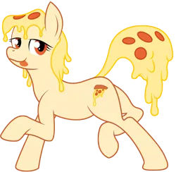 Size: 4762x4649 | Tagged: safe, artist:kooner-cz, artist:swaetshrit, derpibooru import, oc, oc:mozzarella orgy, unofficial characters only, food pony, original species, pizza pony, absurd resolution, lidded eyes, pizza, simple background, solo, tongue out, transparent background