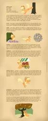 Size: 1000x2493 | Tagged: safe, artist:nimaru, derpibooru import, applejack, bloomberg, earth pony, parasprite, pony, applebucking, female, lasso, luna's studies, mare, mouth hold, rope, sleeping, solo, text, tree