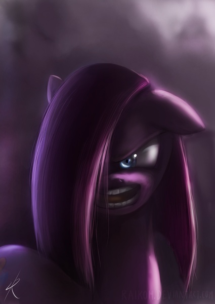 Size: 1075x1518 | Tagged: dead source, safe, artist:raikoh, derpibooru import, pinkie pie, earth pony, pony, angry, female, hair over one eye, looking at you, mare, photoshop, pinkamena diane pie, solo