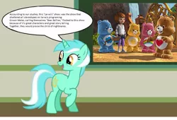 Size: 887x604 | Tagged: safe, derpibooru import, lyra heartstrings, pony, unicorn, care bears, chalkboard, creepy care bears girl, female, human studies101 with lyra, mare, meme