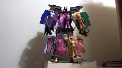 Size: 1191x670 | Tagged: applejack, brushable, derpibooru import, fluttershy, gokai-oh, irl, kaizoku sentai gokaiger, legendary megazord, megazord, photo, pinkie pie, power rangers, power rangers super megaforce, rarity, safe, super sentai, toy, twilight sparkle