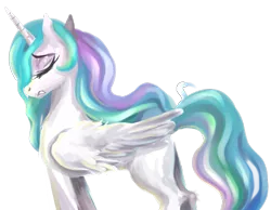 Size: 741x576 | Tagged: safe, artist:buttercupsaiyan, deleted from derpibooru, derpibooru import, princess celestia, alicorn, pony, eyes closed, female, frown, mare, simple background, solo, transparent background