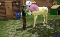 Size: 1440x896 | Tagged: artist:bhiggo, derpibooru import, fluttershy, hoers, horse, orc, pets, safe, the sims, the sims 3, the sims 3 pets, wingless
