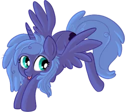 Size: 402x361 | Tagged: safe, artist:lulubell, derpibooru import, princess luna, alicorn, pony, alternate hairstyle, female, filly, foal, messy mane, simple background, solo, tongue out, transparent background, woona