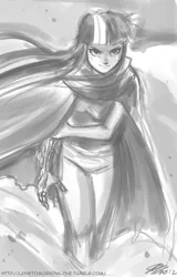 Size: 800x1250 | Tagged: akira, artist:johnjoseco, crossover, derpibooru import, female, grayscale, human, humanized, monochrome, safe, solo, tetsuo shima, twilight sparkle