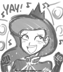 Size: 3000x3400 | Tagged: artist:johnjoseco, awesome face, blushing, clothes, derpibooru import, female, grayscale, happy, high res, human, humanized, military uniform, monochrome, party, photoshop, princess luna, safe, solo, uniform, warrior luna, yay