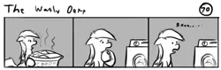Size: 802x253 | Tagged: safe, artist:tetrapony, derpibooru import, derpy hooves, pegasus, pony, comic:the daily derp, comic, female, laundry, mare, monochrome, solo, the wasly derp, washing, washing machine, watch, wristwatch