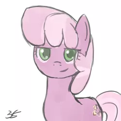 Size: 900x900 | Tagged: safe, artist:speccysy, derpibooru import, cheerilee, earth pony, pony, female, looking at you, mare, simple background, smiling, solo, white background