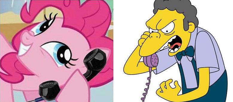 Size: 779x341 | Tagged: safe, derpibooru import, pinkie pie, earth pony, pony, crossover, exploitable meme, female, mare, meme, moe syzlak, phone meme, the simpsons