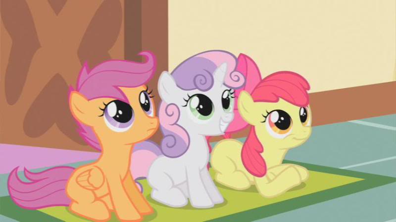 Size: 800x450 | Tagged: safe, derpibooru import, screencap, apple bloom, scootaloo, sweetie belle, earth pony, pegasus, pony, unicorn, the cutie mark chronicles, cutie mark crusaders, female, filly