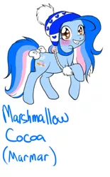 Size: 290x467 | Tagged: safe, artist:momo-butt, derpibooru import, marshmallow coco (g3), earth pony, pony, female, g3, g3 to g4, generation leap, hat, mare, raised hoof, simple background, solo, white background