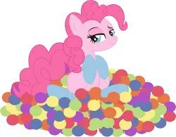 Size: 5061x3944 | Tagged: suggestive, artist:leopurofriki, derpibooru import, pinkie pie, earth pony, pony, ball pit, bedroom eyes, clothes, female, mare, simple background, socks, solo, solo female, transparent background